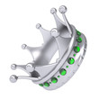 Silver crown decorated with green sapphires