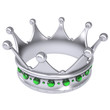 Silver crown decorated with green sapphires