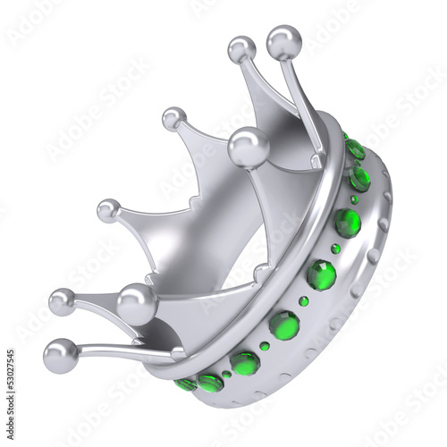 Illustration: Silver crown decorated with green sapphires Silver crown decorated with green sapphires