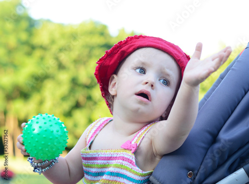 Photo: baby sitting in a pram baby sitting in a pram