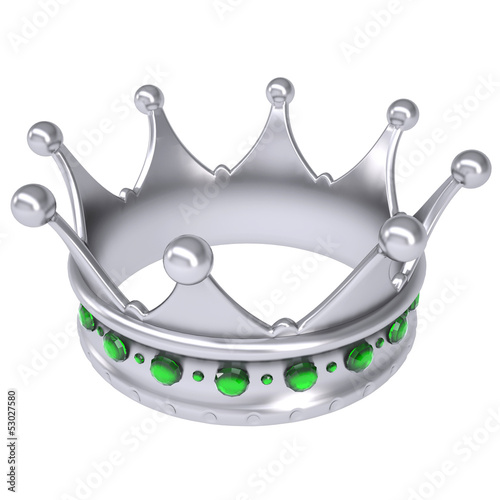 Illustration: Silver crown decorated with green sapphires Silver crown decorated with green sapphires