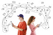 Young couple with tablets