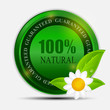 100% natural green label isolated on white.vector illustration
