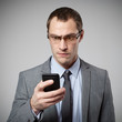 Man using mobile smart phone