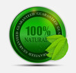 100% natural green label isolated on white.vector illustration