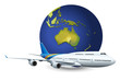Earth globe and airplane