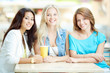 Girlfriends in cafe