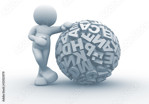 Illustration: man with a sphere man with a sphere
