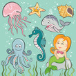 Vector Set of  Sea Creatures
