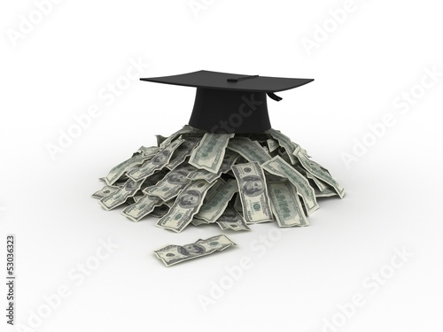 Illustration: graduation hat with dollar money graduation hat with dollar money