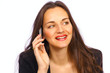 Woman on phone with pretty smile