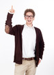 Photo: junger mann zeigt junger mann zeigt