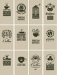 Vetor: set of vintage cards on coffee set of vintage cards on coffee