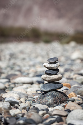 Photo: Zen balanced stones stack balance peace silence concept Zen balanced stones stack balance peace silence concept