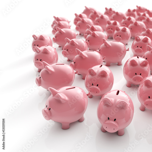 Illustration: Sparschweine Herde - Geld sparen / 3D Illustration Sparschweine Herde - Geld sparen / 3D Illustration