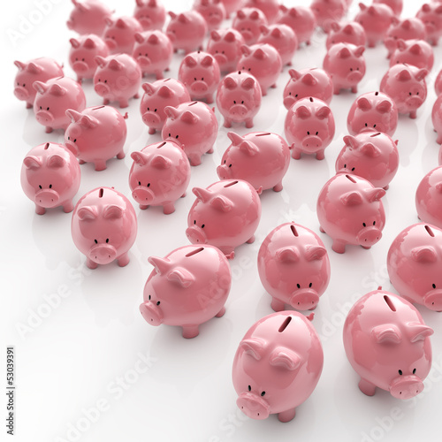 Illustration: Sparschweine Herde - Geldanlage / 3D Illustration Sparschweine Herde - Geldanlage / 3D Illustration