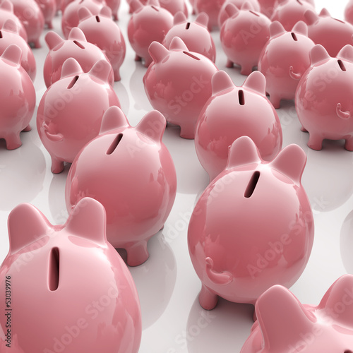 Illustration: Sparschweine Herde - Geld sparen / 3D Illustration Sparschweine Herde - Geld sparen / 3D Illustration