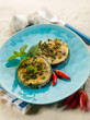Photo: grilled swordfish with mint and hot chili pepper, selective focu grilled swordfish with mint and hot chili pepper, selective focu