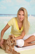 canvas print picture - Frau mit Hund