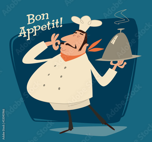 Vector: Restaurant chef, retro illustration Restaurant chef, retro illustration