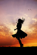 woman in the wind