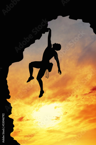 Illustration: free climber at sunset free climber at sunset