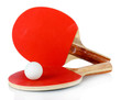 Photo: ping-pong rackets and ball, isolated on white ping-pong rackets and ball, isolated on white