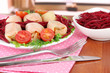 Stuffed cabbage rolls on table at home