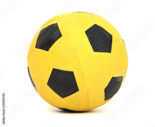 Photo: Children's yellow football ball, isolated on white Children's yellow football ball, isolated on white