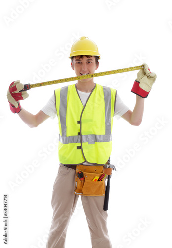 Photo: Smiling builder or carpenter Smiling builder or carpenter