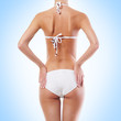 Body of a young and beautiful woman on a blue background