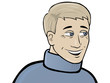 Portrait des blonden Mannes Nigel mit Blick nach rechts