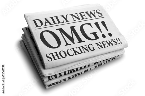 Photo: OMG shocking news daily newspaper headline OMG shocking news daily newspaper headline