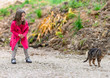 little girl afraid of a cat