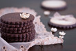 Simple chocolate cookies with sugar flowers