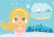 Illustration: Girl dreaming about summer Girl dreaming about summer