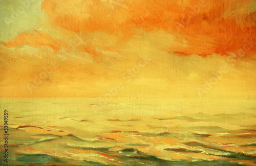 Illustration: sea landscape with a cloud, illustration, painting by oil on a sea landscape with a cloud, illustration, painting by oil on a