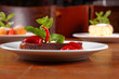 Chocolate cake wth strawberry and chilli