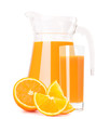 Photo: Orange fruit juice in glass jug Orange fruit juice in glass jug