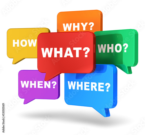 Illustration: Speech balloons with questions Speech balloons with questions