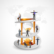 Vektor: vector illustration of businessmen in growth path on hourglass vector illustration of businessmen in growth path on hourglass