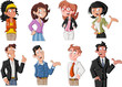 Group of happy cartoon young people