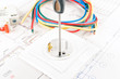 electric tools on white background