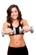 Beautiful fitness woman lifting weights