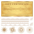 Golden Gift certificate / Voucher / Coupon template. Pattern