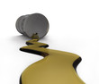 dirty liquid is poured from a barrel