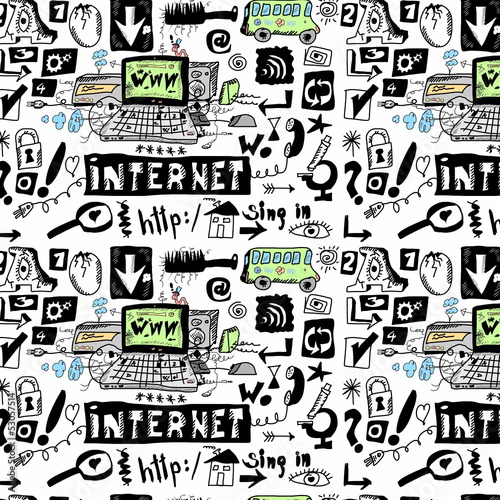 Illustration: doodle seamless web pattern, hand drawn background doodle seamless web pattern, hand drawn background
