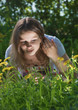 The girl has found light in a grass