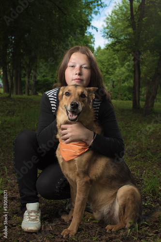 Photo: Portrait of the girl with a dog Portrait of the girl with a dog