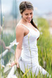 Romantic woman smiling